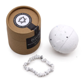 Bath Bomb with Gemstone Bracelet - White Jasper