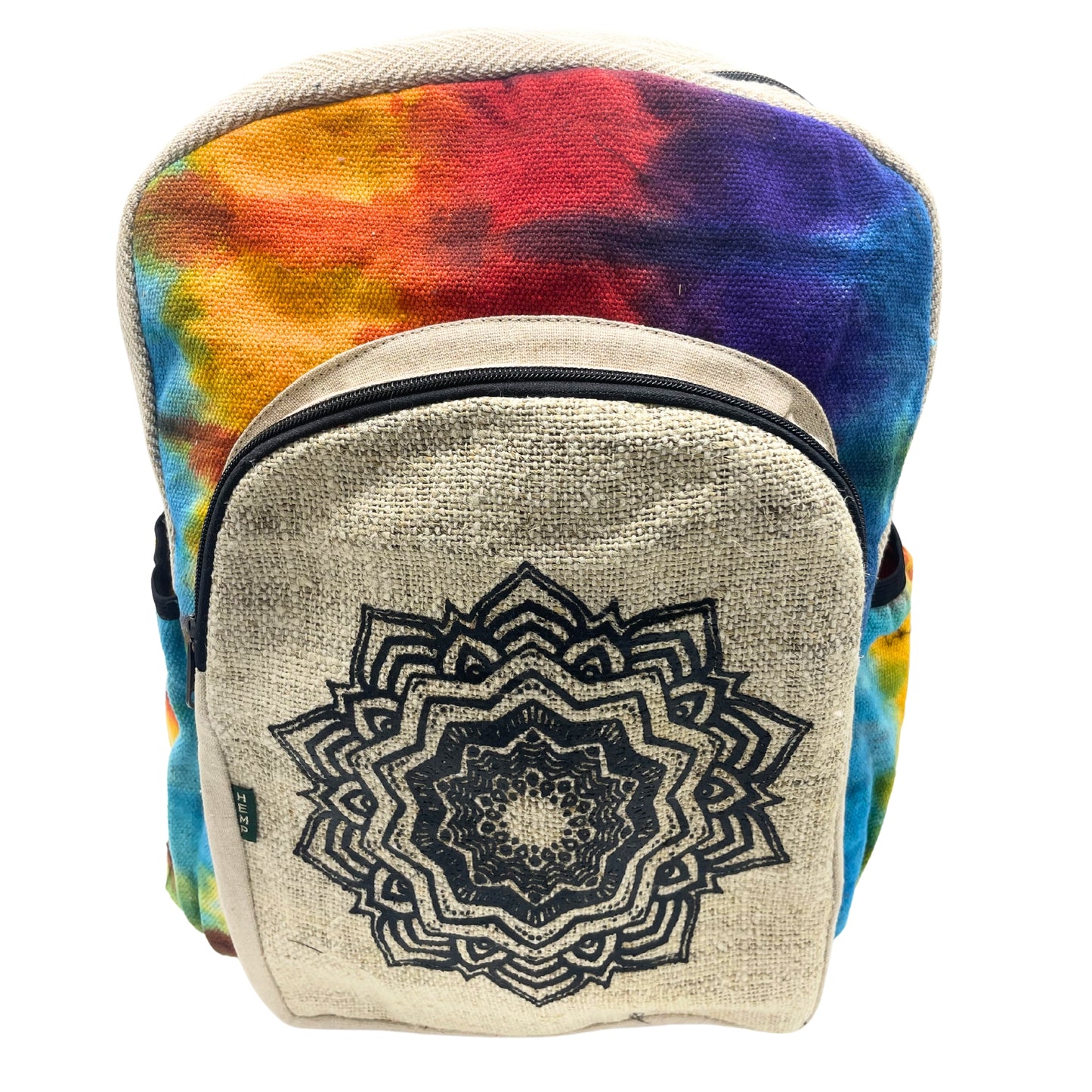 Tie-dye Large Hemp Backpack - Mandala