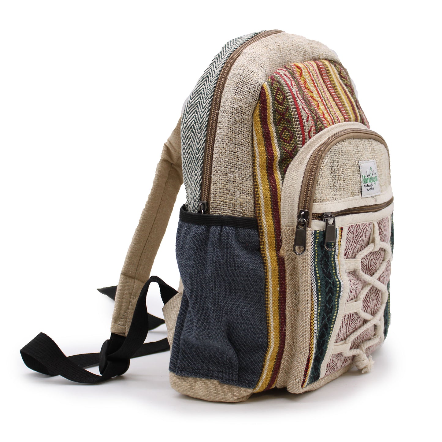 Small Hemp Backpack - Rope Style & Pockets