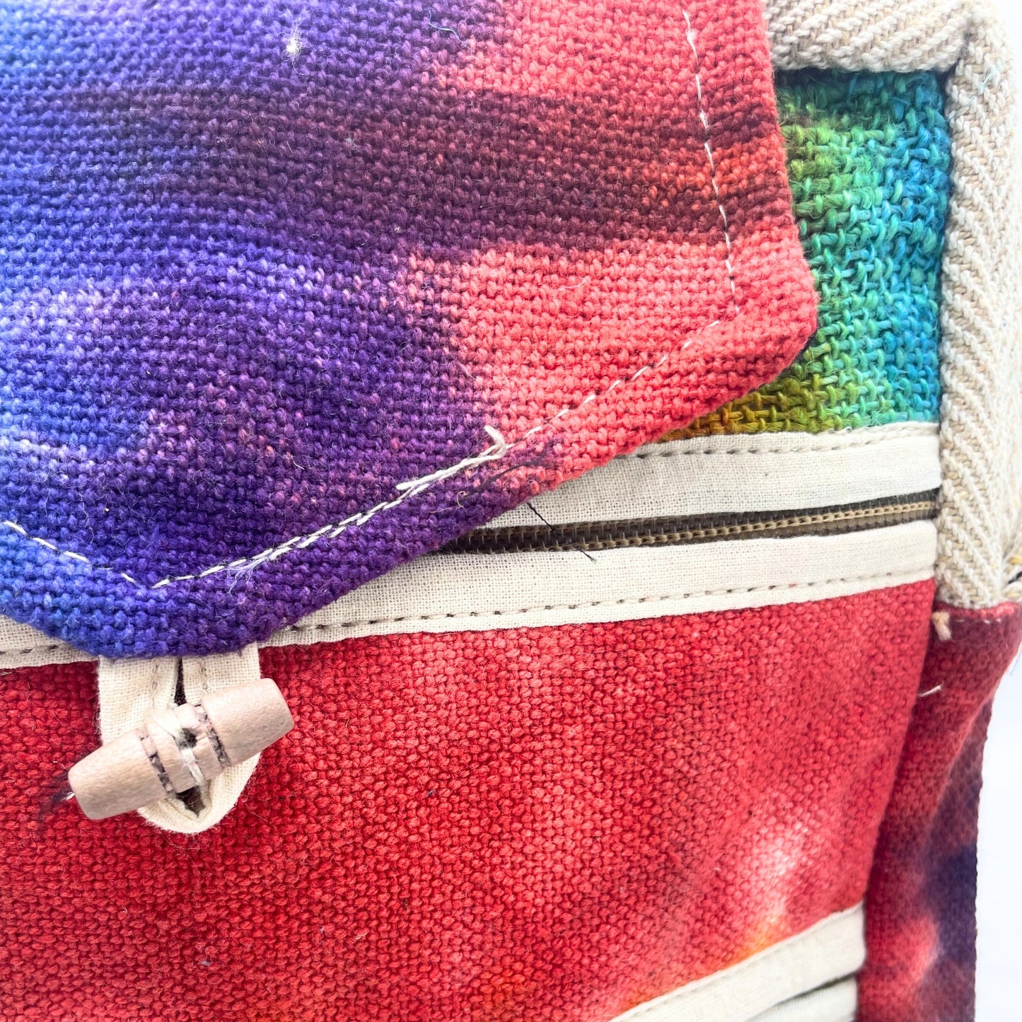 Tie-dye Hemp Bag - 2 Zippers & Flap