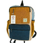 Large Square Shaped Hemp Backpack - Teal and Turmeric
