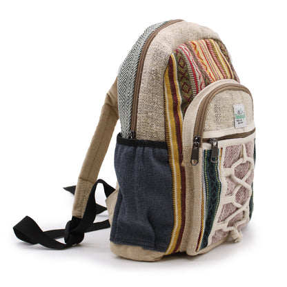Small Hemp Backpack - Rope Style & Pockets