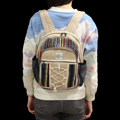 Small Hemp Backpack - Rope Style & Pockets