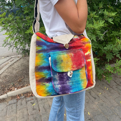 Tie-dye Hemp Study Bag with Front Pocket